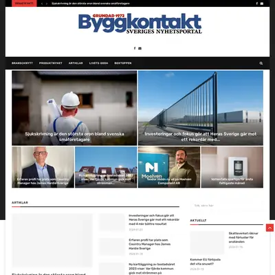 Tidningen Byggkontakt startsida 2024