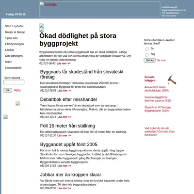 BYGGNADS SKÅNE startsida 2003