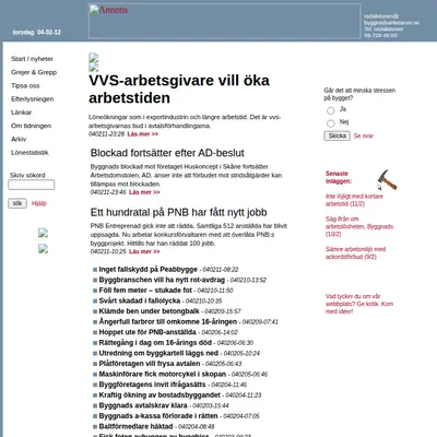 BYGGNADS SKÅNE startsida 2004