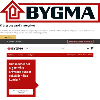 bygma.se startsida 2022