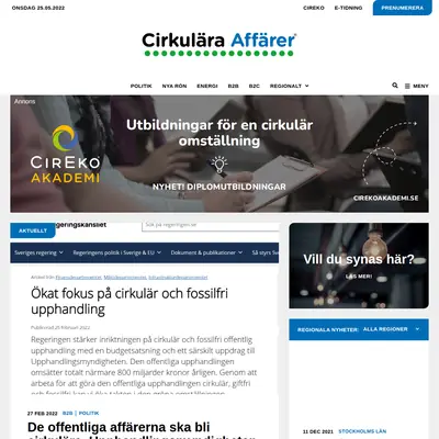 Cirkulära Affärer startsida 2022