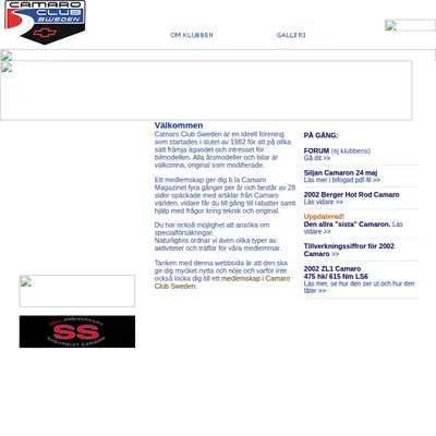 www.camaroclubsweden.com startsida 2003
