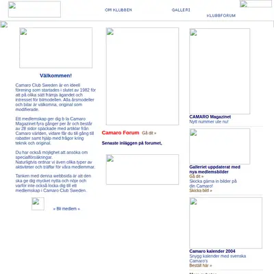 www.camaroclubsweden.com startsida 2004
