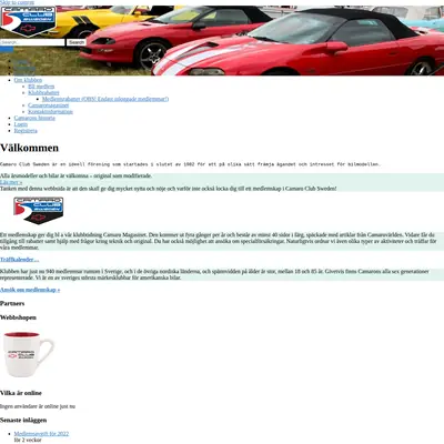 www.camaroclubsweden.com startsida 2021