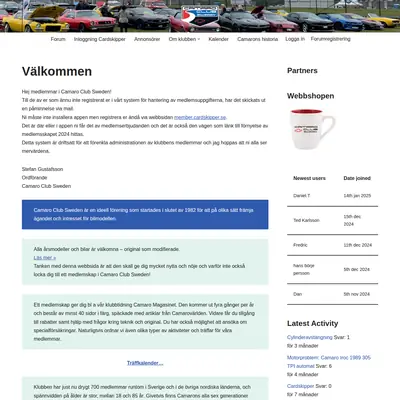 www.camaroclubsweden.com startsida 2025