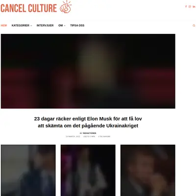 Cancelculture.se startsida 2022