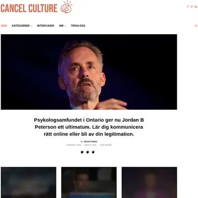 Cancelculture.se startsida 2023