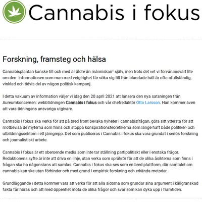 Cannabis i fokus startsida 2021