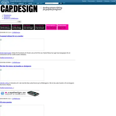 CAP & DESIGN startsida 2010
