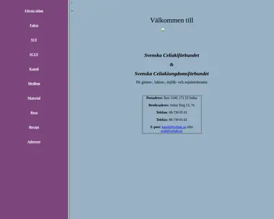 Celiaki Forum startsida 1998