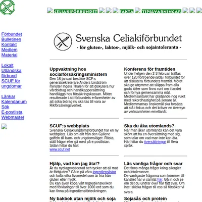 Celiaki Forum startsida 2002