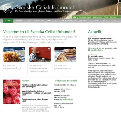 Celiaki Forum startsida 2003