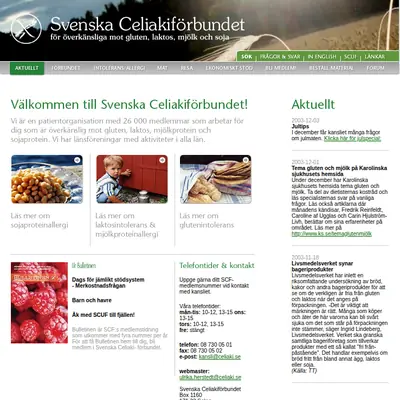 Celiaki Forum startsida 2004