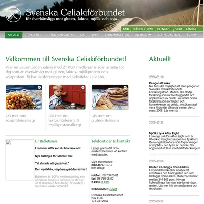 Celiaki Forum startsida 2006