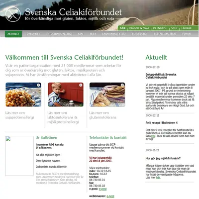 Celiaki Forum startsida 2007