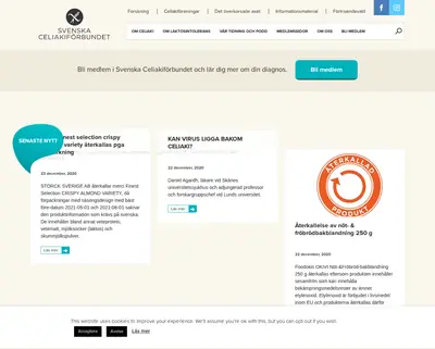 Celiaki Forum startsida 2021