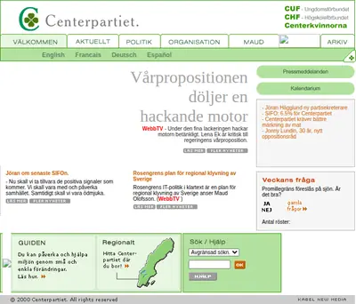 Centertidning startsida 2001