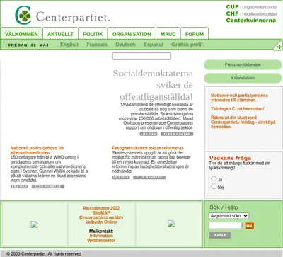 Centertidning startsida 2002