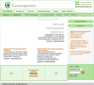 Centertidning startsida 2003
