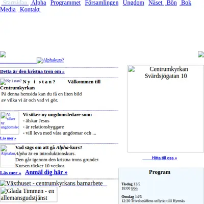 Centrumkyrkan, Falun startsida 2008