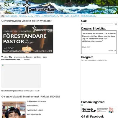 Gudstjänst i Centrumkyrkan Vindeln startsida 2015