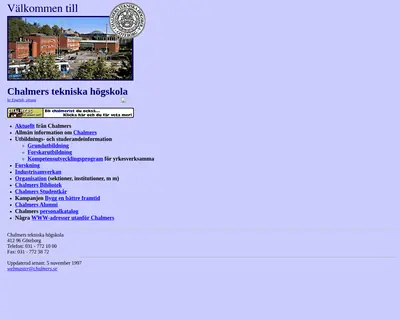 Chalmers Nyhetsbrev startsida 1998