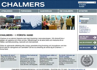 Chalmers Nyhetsbrev startsida 2006
