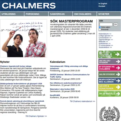 Chalmers Nyhetsbrev startsida 2009