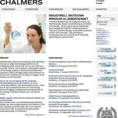 Chalmers Nyhetsbrev startsida 2010