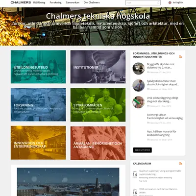 Chalmers Nyhetsbrev startsida 2020