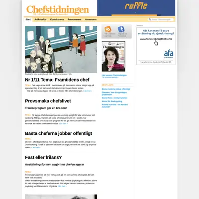 SVENSK CHEFSTIDNING startsida 2011