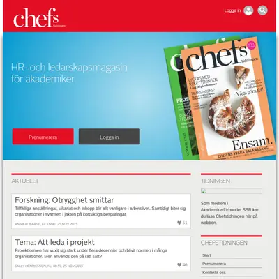 SVENSK CHEFSTIDNING startsida 2016
