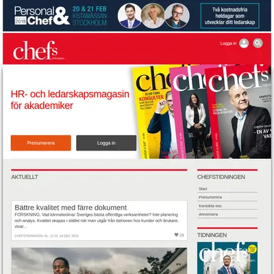 SVENSK CHEFSTIDNING startsida 2019