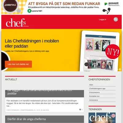 SVENSK CHEFSTIDNING startsida 2021