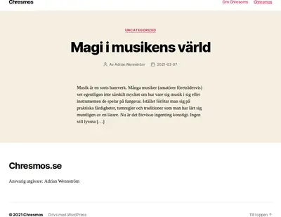 chresmos.se startsida 2021