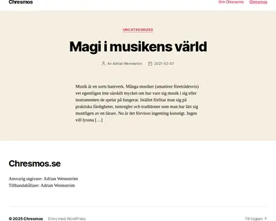 chresmos.se startsida 2025