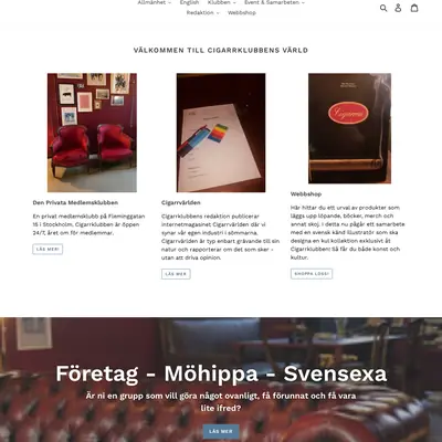 CK, cigarrklubben.se startsida 2026