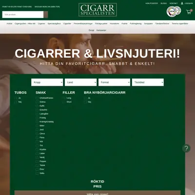 cigarrspecialisten.se startsida 2019