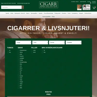 cigarrspecialisten.se startsida 2020