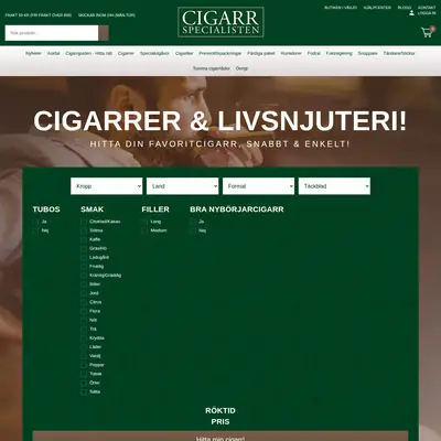 cigarrspecialisten.se startsida 2022