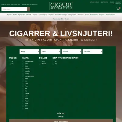 cigarrspecialisten.se startsida 2023