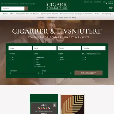cigarrspecialisten.se startsida 2025
