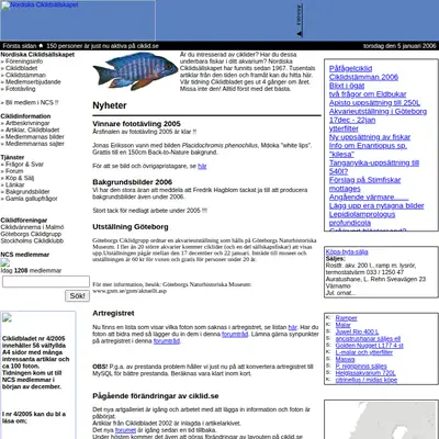 Ciklidbladet startsida 2006