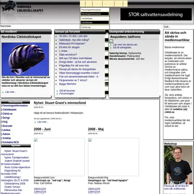 Ciklidbladet startsida 2008