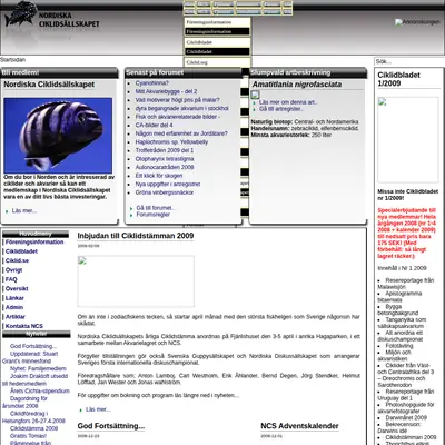 Ciklidbladet startsida 2009