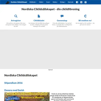 Ciklidbladet startsida 2016