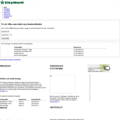 Tidningen CityMark startsida 2012