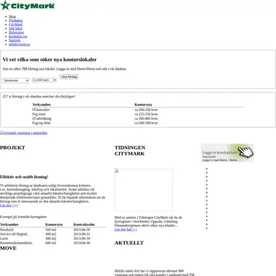 Tidningen CityMark startsida 2013