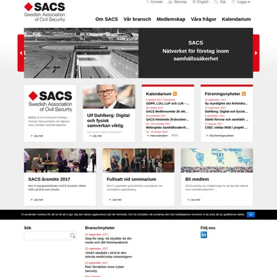 SACS, www.civilsecurity.se startsida 2017