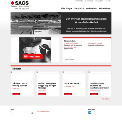 SACS, www.civilsecurity.se startsida 2020